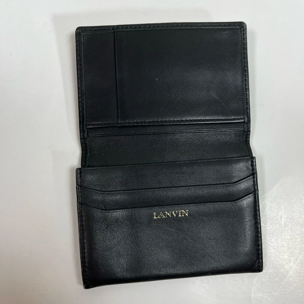 Lanvin Wallet Credit Card Black Bi-Fold Money Holder Leather Mens Billfold